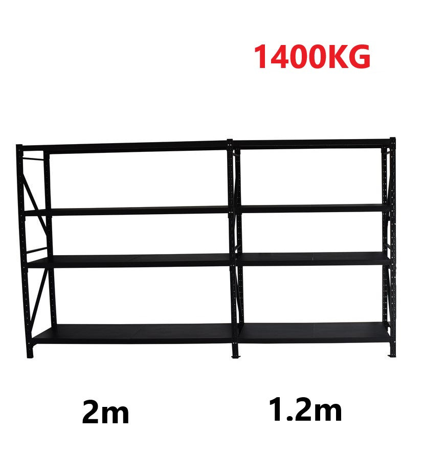 3.2m(W) x 2m(H) x 0.5m(D) 1400KG Connecting Shelving BLACK