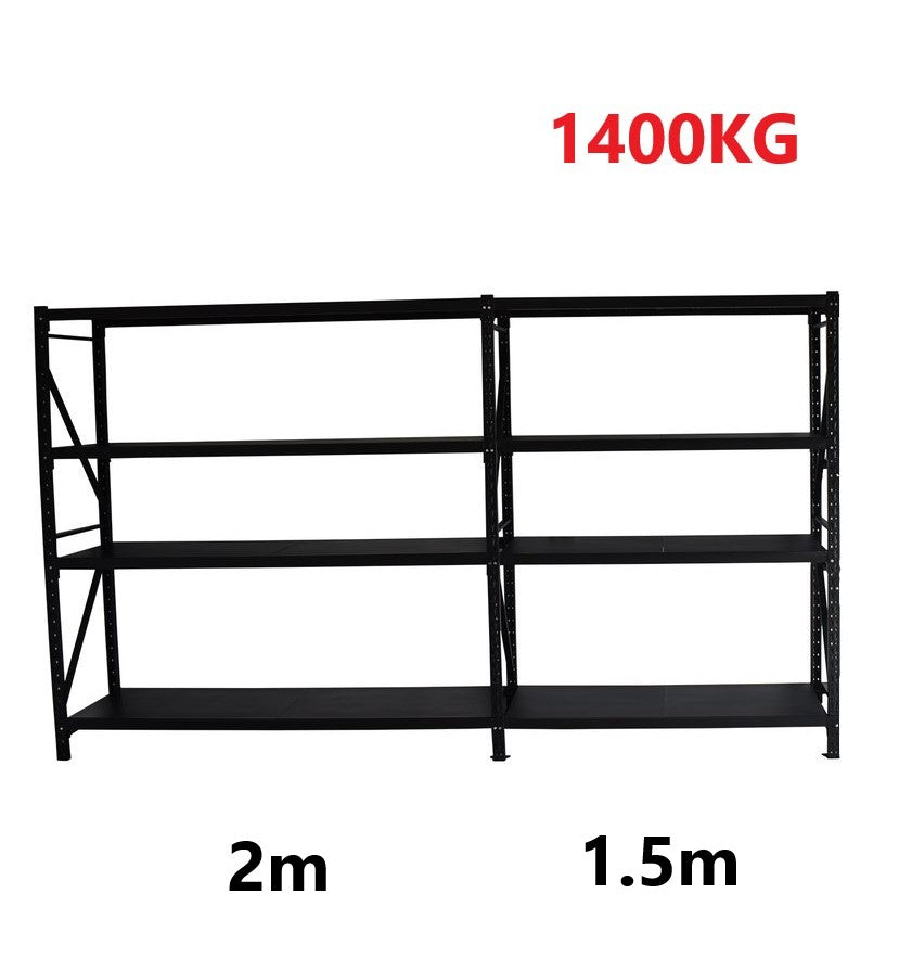 3.5m(W)x2.0m(H)x0.5m(D) 1400kg Connecting Shelving BLACK