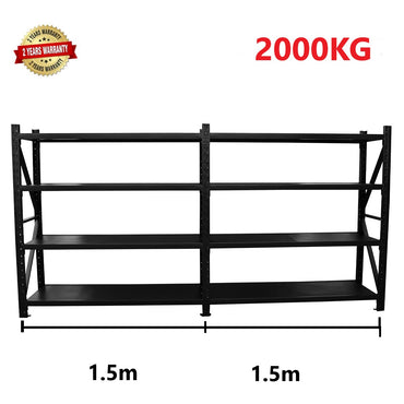 3.0m(W)*2.4m(H)*0.6m(D) 2000KG Connecting Shelving BLACK