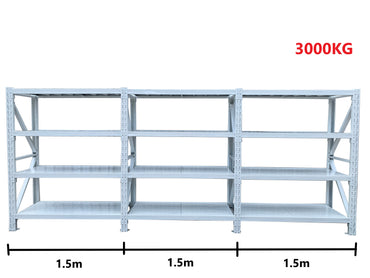 4.5m(W)x2.0m(H)x0.6m(D) 3000kg Connecting Shelving WHITE