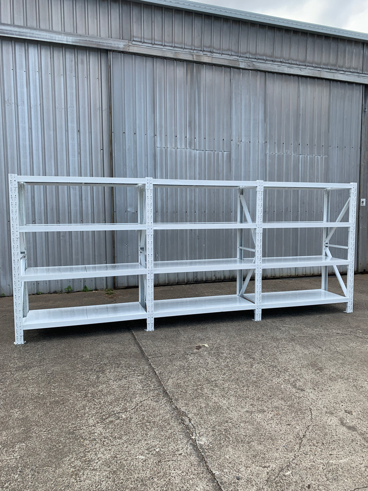 4.5m (W) x 1.8m (H) x 0.5m (D) 2400KG Connecting Shelving WHITE