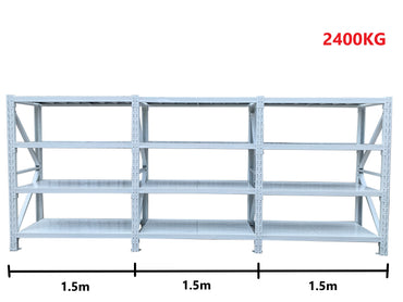 4.5m(W)x2.4m(H)x0.5m(D) 2400kg Connecting Shelving White