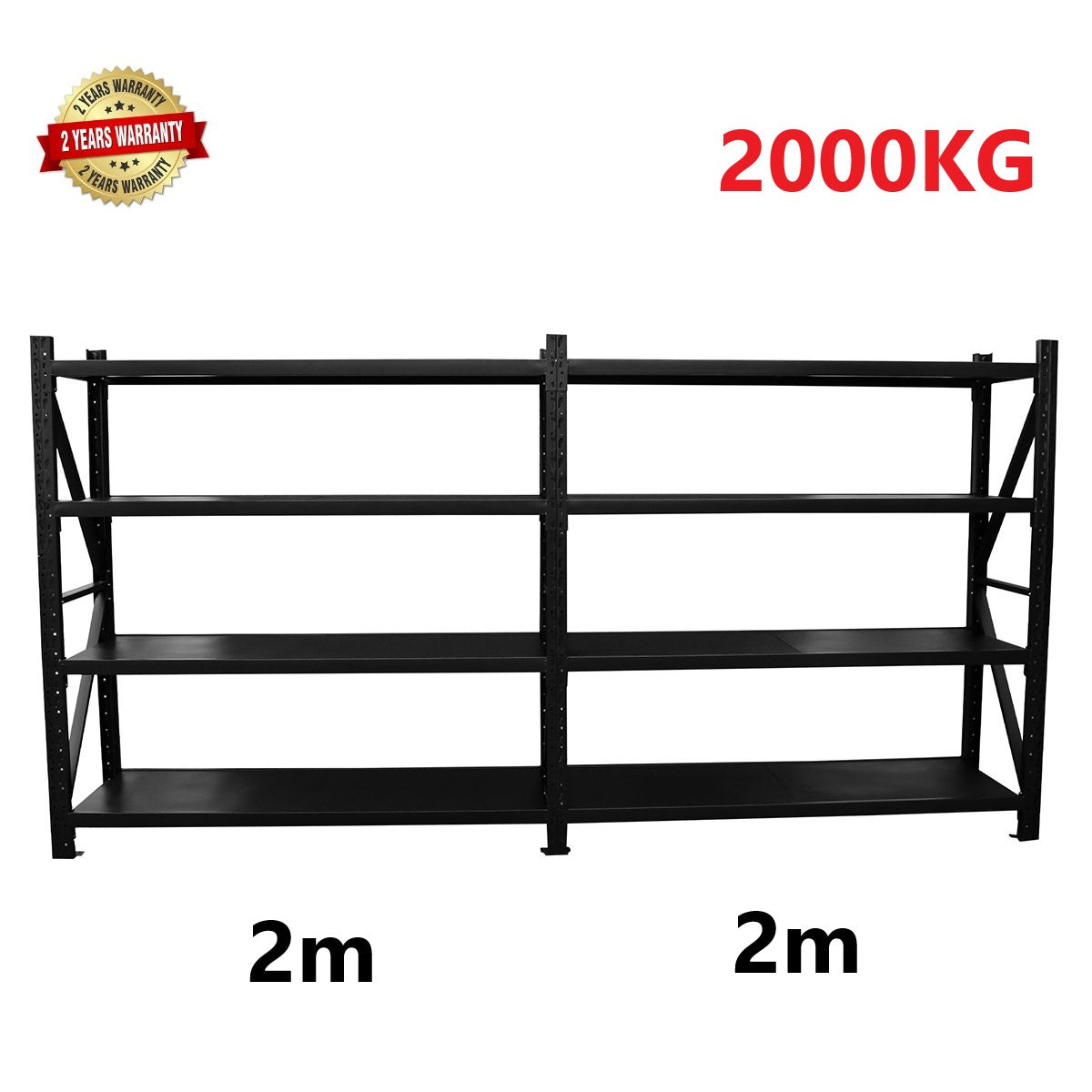 4.0m(W) x 2.4m(H) x 0.6m(D) 2000KG Connecting Shelving Black