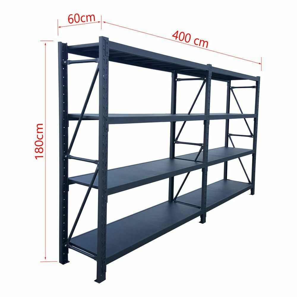 4.0m(W) x 1.8m(H) x 0.6m(D) 2000KG Connecting Shelving Black