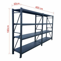 4.0m(W) x 1.8m(H) x 0.6m(D) 2000KG Connecting Shelving Black