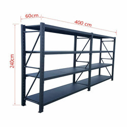 4.0m(W) x 2.4m(H) x 0.6m(D) 2000KG Connecting Shelving Black