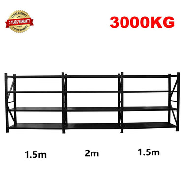 5.0m(W)x1.8m(H)x0.6m(D) 3000KG Connecting Shelving BLACK