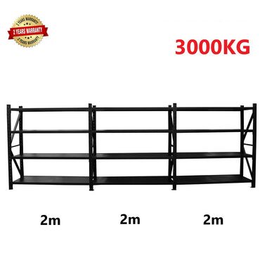 6.0m(W) x 2.4m(H) x 0.6m(D) 3000kg Connecting Shelving Black